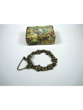 Michal Negrin Bracelet Crystal Flowers Multicolor Signed Box